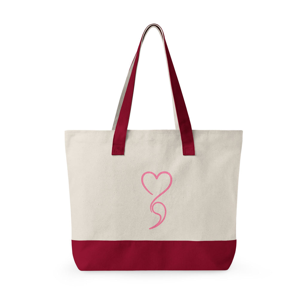 Moody Gurl Zippered Canvas Tote — Pink Heart Logo Bookbag