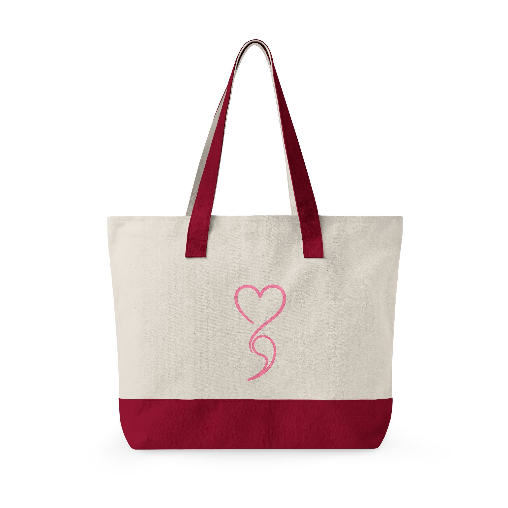 Moody Gurl Zippered Canvas Tote — Pink Heart Logo Bookbag
