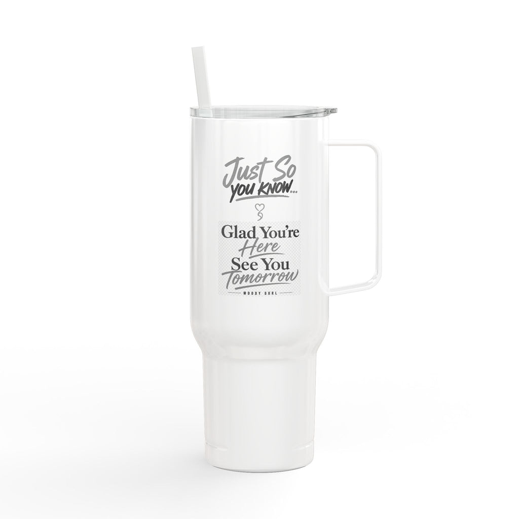 40oz Engraved Insulated Tumbler with Handle & Lid – Heart Semicolon Design