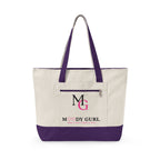 Moody Gurl Zippered Canvas Tote — Pink Heart Logo Bookbag
