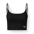 Moody Gurl Luxe Bra — Black Strappy Crop Top with 'MG' Logo & Back 'Moody Gurl' Text
