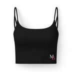 Moody Gurl Luxe Bra — Black Strappy Crop Top with 'MG' Logo & Back 'Moody Gurl' Text