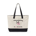 Moody Gurl Zippered Canvas Tote — Pink Heart Logo Bookbag