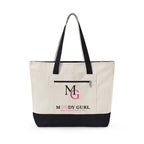 Moody Gurl Zippered Canvas Tote — Pink Heart Logo Bookbag