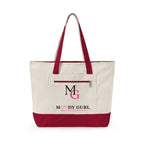 Moody Gurl Zippered Canvas Tote — Pink Heart Logo Bookbag