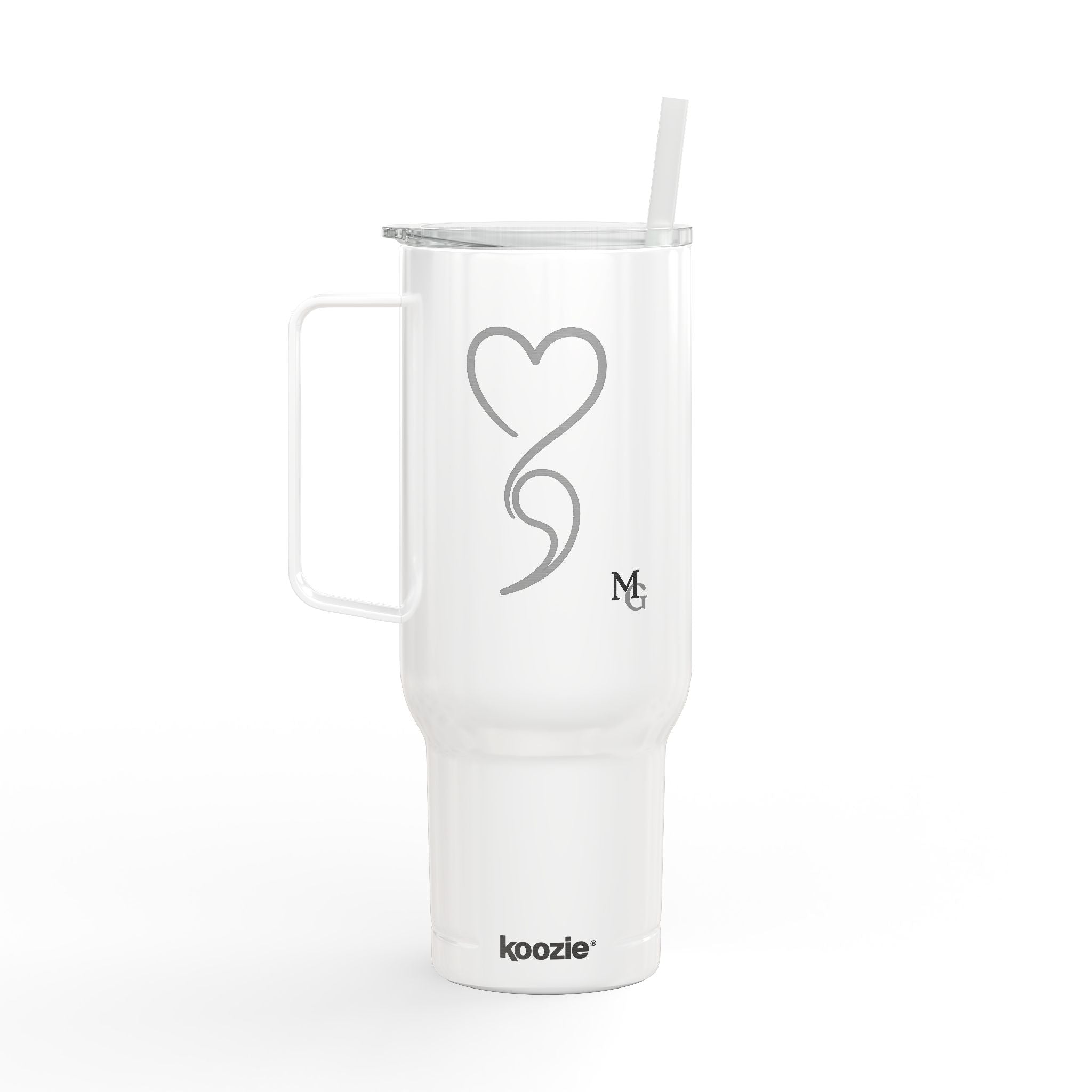 40oz Engraved Insulated Tumbler with Handle & Lid – Heart Semicolon Design