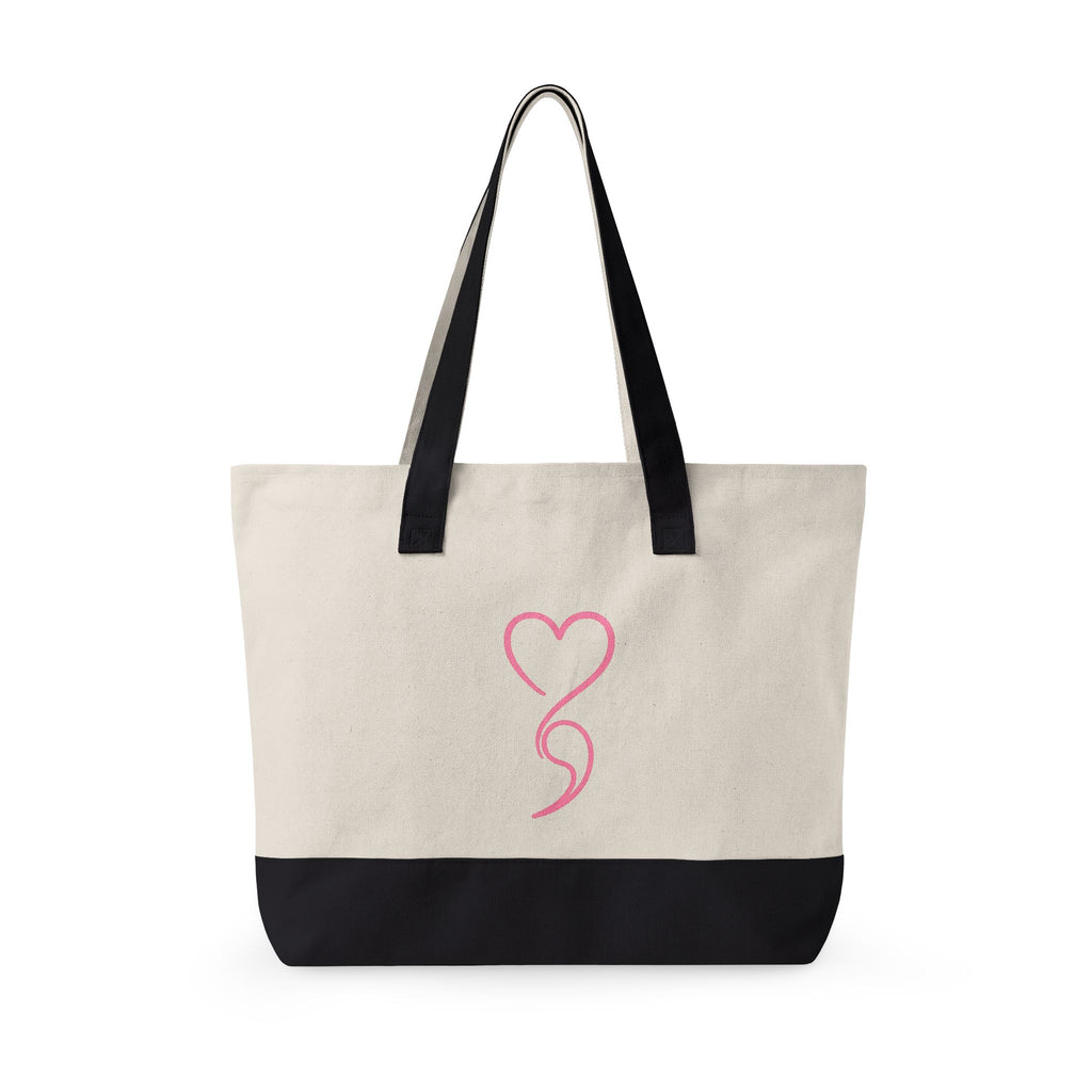 Moody Gurl Zippered Canvas Tote — Pink Heart Logo Bookbag