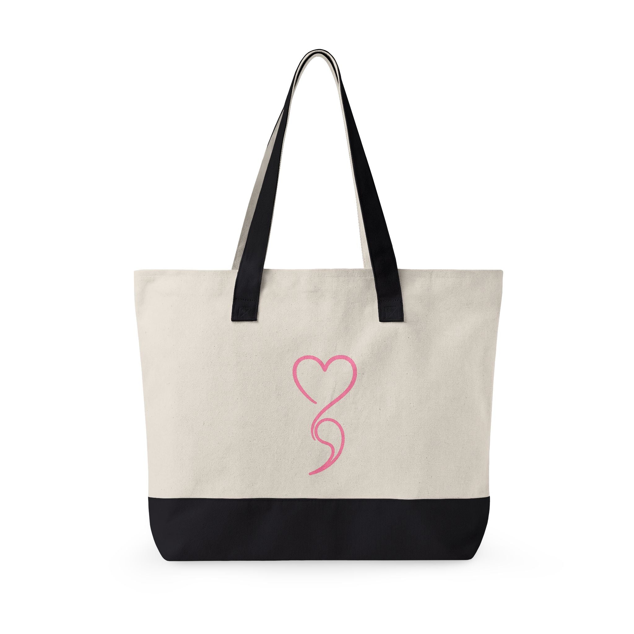 Moody Gurl Zippered Canvas Tote — Pink Heart Logo Bookbag