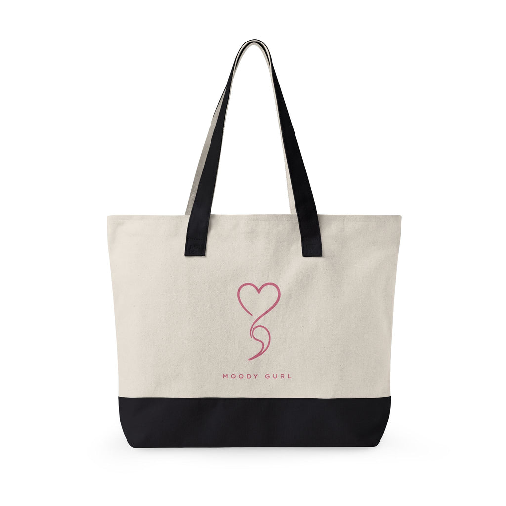 Canvas Tote Bag — Moody Gurl Monogrammed Zippered Tote