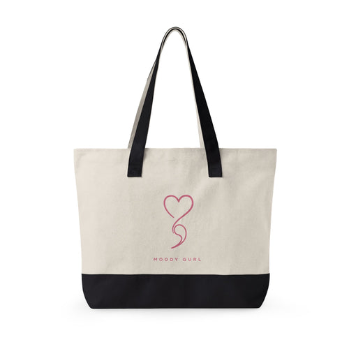 Canvas Tote Bag — Moody Gurl Monogrammed Zippered Tote