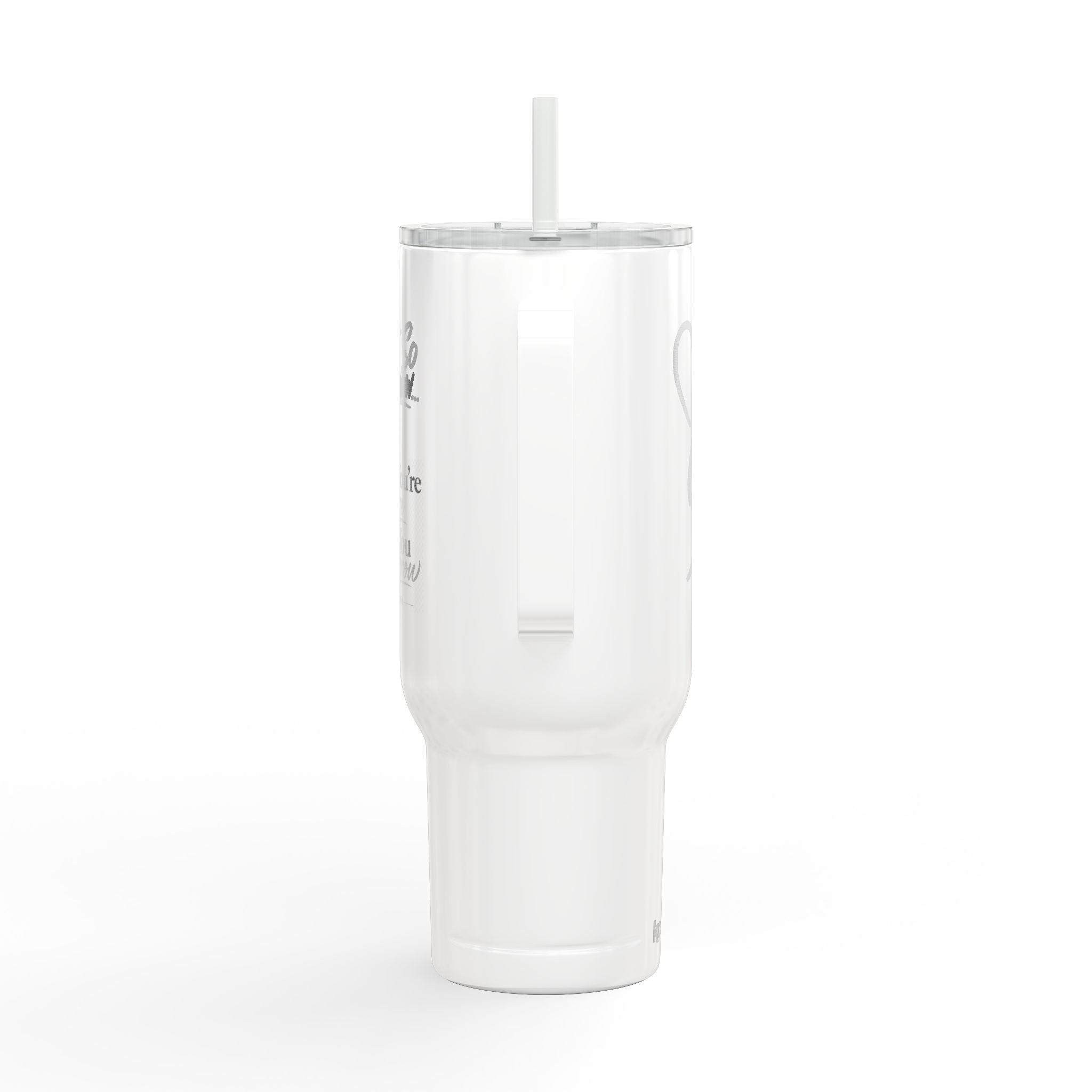 40oz Engraved Insulated Tumbler with Handle & Lid – Heart Semicolon Design