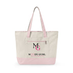 Moody Gurl Zippered Canvas Tote — Pink Heart Logo Bookbag