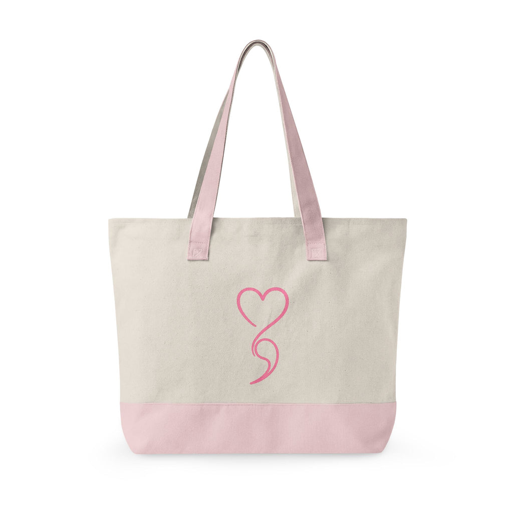 Moody Gurl Zippered Canvas Tote — Pink Heart Logo Bookbag