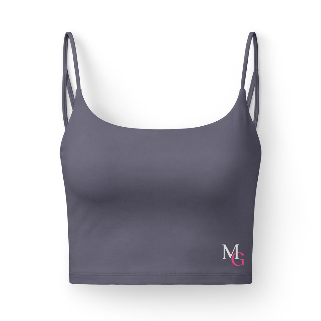 Moody Gurl Luxe Bra — Black Strappy Crop Top with 'MG' Logo & Back 'Moody Gurl' Text