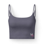 Moody Gurl Luxe Bra — Black Strappy Crop Top with 'MG' Logo & Back 'Moody Gurl' Text