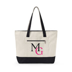 Canvas Tote Bag — Moody Gurl Monogrammed Zippered Tote