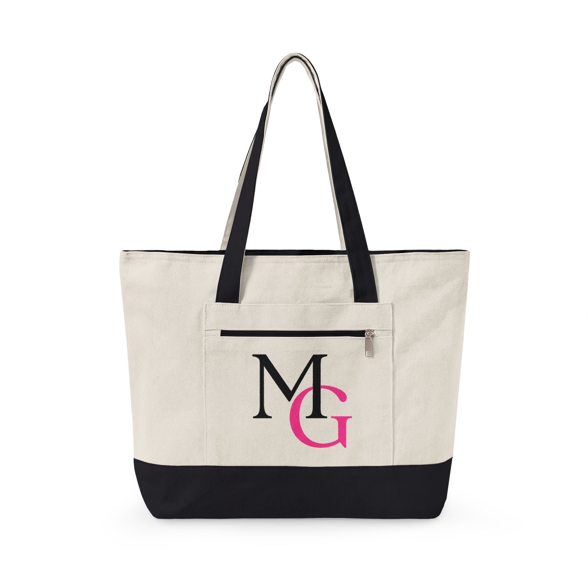 Canvas Tote Bag — Moody Gurl Monogrammed Zippered Tote